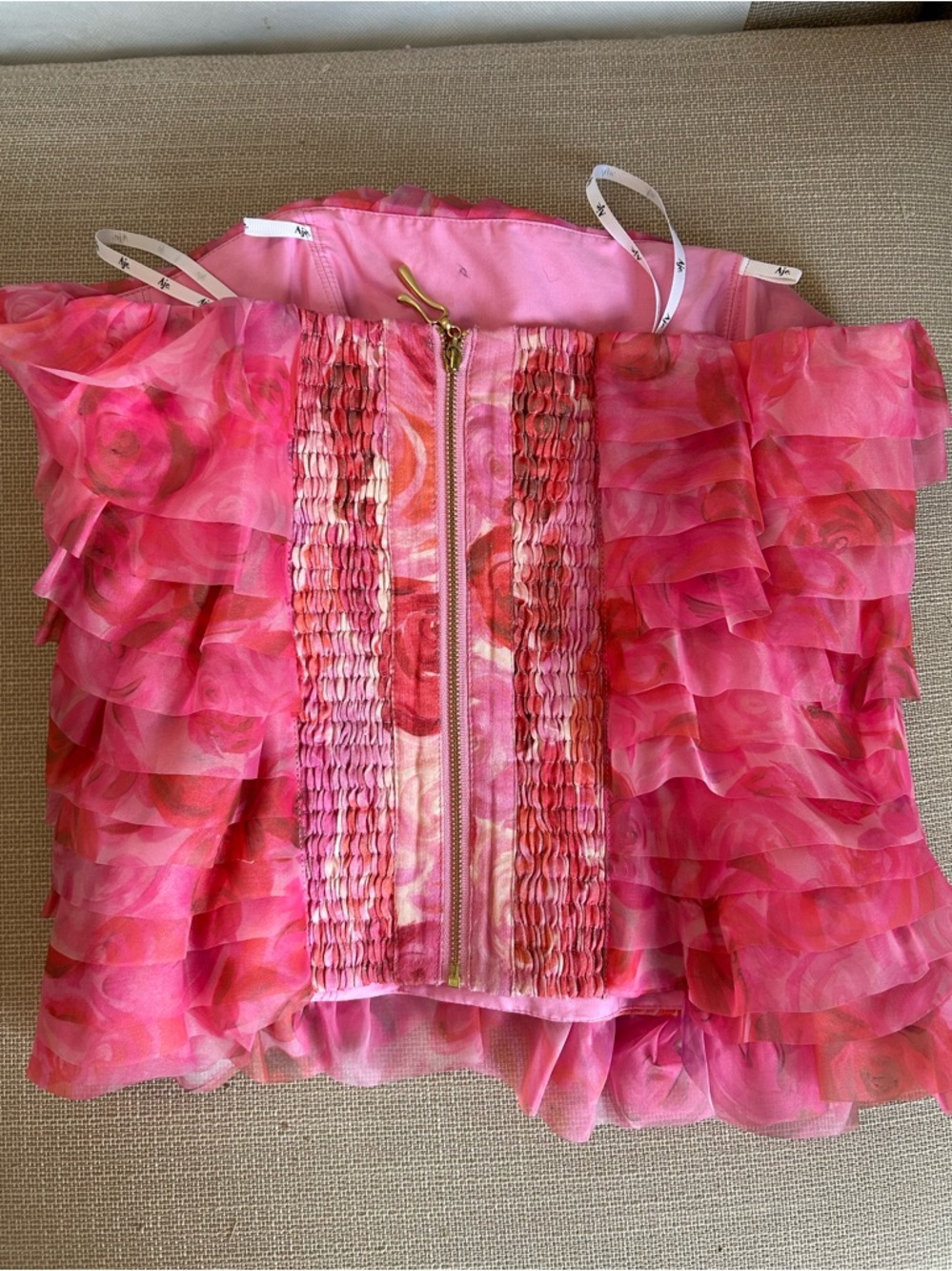 ✨ SALE✨ Aje Charmed Strapless Ruffled Bustier Top Floral - Picture 5 of 6